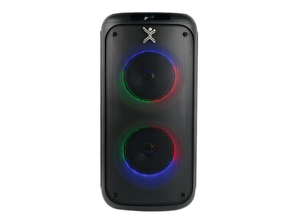 Mini Bafle Inalámbrico Perfect Choice PC-112716 Dual, 30W, Bluetooth, USB, 6.5W, 30W, RGB, Color Negro.