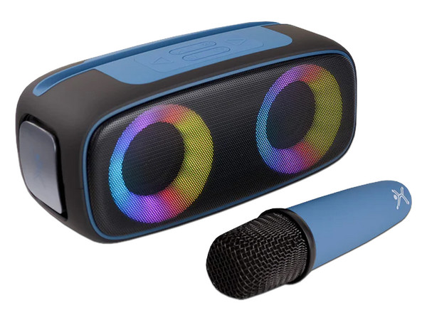 Bocina Portátil Perfect Choice PC-112815 de 16W, BLuetooth 5.3, USB, 3.5mm, Incluye Micrófono inalámbrico. Color Azul.