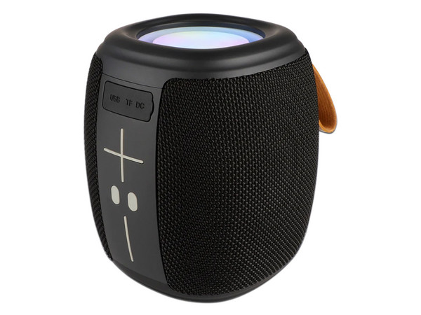 Bocina portátil recargable Perfect Choice Novel Drum, Bluetooth, USB, RGB, Color Negro.
