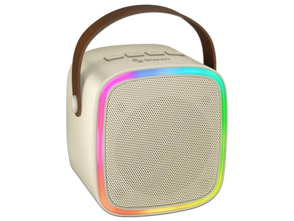 Mini Karaoke Steren BOC-KR Bluetooth, Potencia de 5W, Distancia de Operación de 8m, 2 Micrófonos, Hasta 128Gb, Color Blanco.