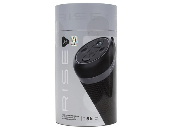 Bocina Inalámbrica Portátil STF Rise de 10W, Bluetooth, IPX3. Color Negro.
