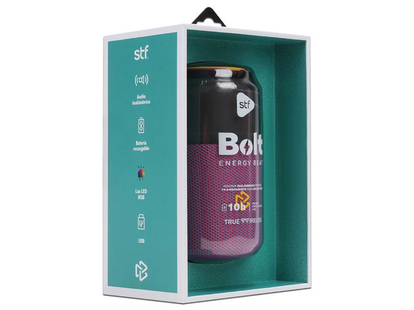 Bocina Portátil STF Mobile Bolt ST-S77460 de 5W RMS, Luz LED, Bluetooth 5.4, IPX3. Color Lila.