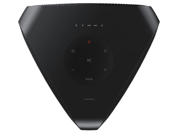 Bocina Inalámbrica Samsung MX-ST50B de 240W RMS, 2.0 Canales, Iluminación LED, Sonido Bidireccional, Group Play, Bluetooth, USB, 3.5mm, IPX5, Color Negro.