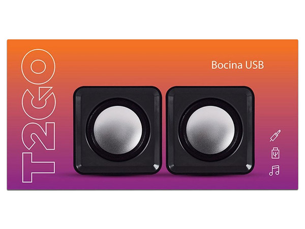 Bocinas T2GO FEST TG-B46952, 3W, Conexión Jack 3.5mm, Alimentación USB. Color Negro.