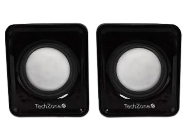 Bocinas TechZone TZBOC, jack 3.5mm, alimentación USB. Color Negro.