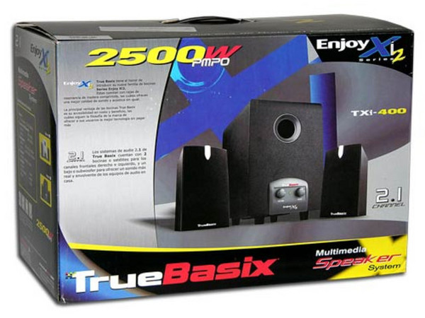 Bocinas TrueBasix 2.1, 2500W PMPO. Color Negro