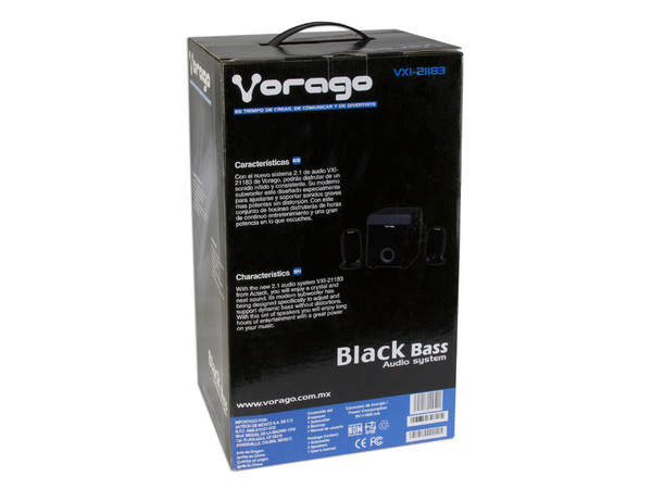 Bocinas Vorago Black Bass 2.1 con Subwoofer, 120 Watts PMPO