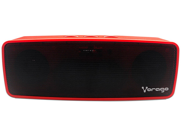 Bocina portátil recargable Vorago BSP-100-V2, Bluetooth, 3.5mm. Color Rojo.