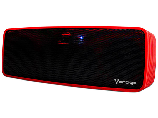 Bocina portátil recargable Vorago BSP-100-V2, Bluetooth, 3.5mm. Color Rojo.
