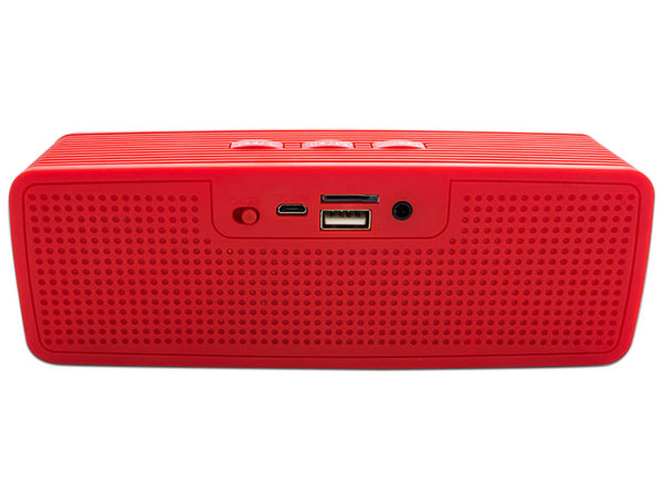 Bocina portátil recargable Vorago BSP-100-V2, Bluetooth, 3.5mm. Color Rojo.