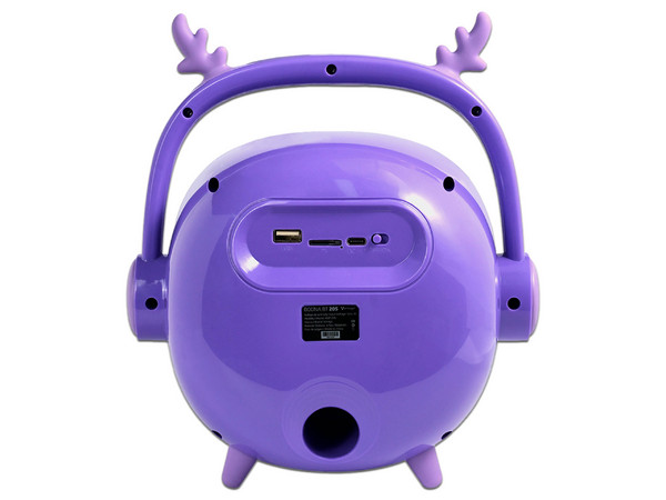 Bocina Vorago BSP-205, con Bluetooth, microSD, USB y entrada de 3.5 mm, micrófono integrado, modos de voz, color púrpura.