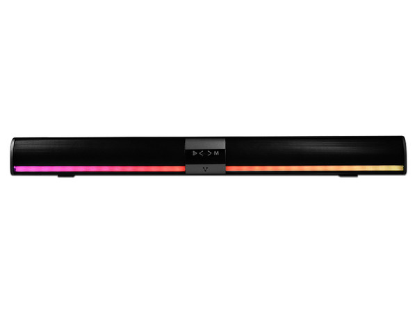 Bocina portátil recargable Vorago BSP-450, Bluetooth 5.0, Aux, 3.5mm, RGB, MicroSD, USB. Color Negro