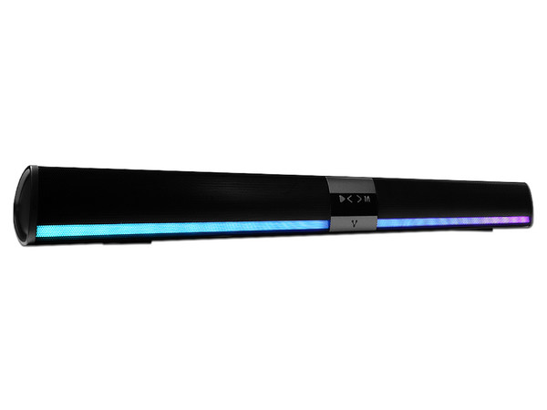 Bocina portátil recargable Vorago BSP-450, Bluetooth 5.0, Aux, 3.5mm, RGB, MicroSD, USB. Color Negro