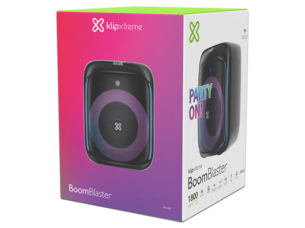 Bocina Inalámbrica Kilp Xtreme BoomBlaster KLS-655, Respuesta de Frecuencia 100Hz - 20KHz, Iluminación LED, Bluetooth, MicroSD, AUX, Incluye Control. Color Negro.