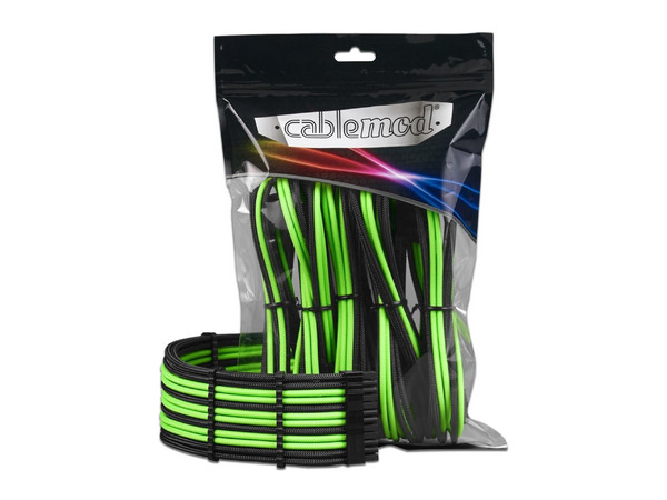Kit de cable de extensión CableMod Cmod Pro ModMesh 12VHPWR, Color Negro/Verde Claro.