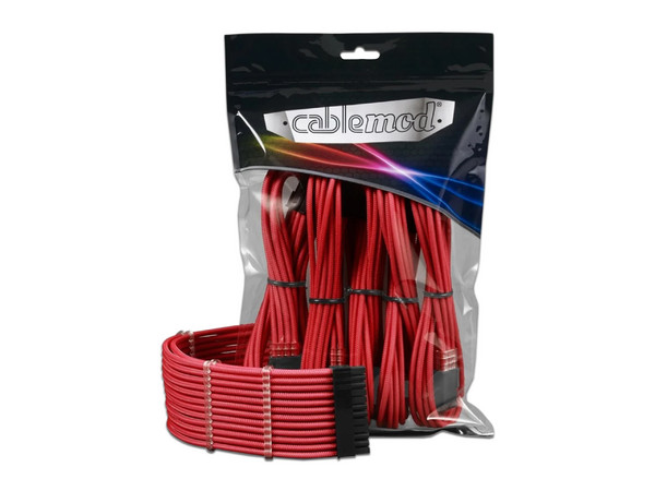 Kit de Cables Extensores CableMod ModMesh 12VHPWR, 1 x 24-pin ATZ, 1 x 8-pin EPS, 1 x 4+4 pin EPS y 1 x 16-pin a 3 x 8-pin PCIe. Color Rojo.