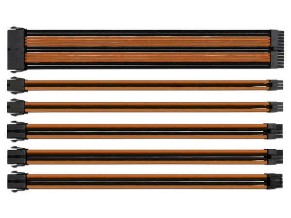 Kit de extensión Eagle Warrior de cable trenzado para fuente de poder. Color Naranja.