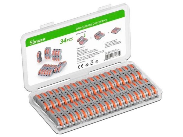 Conectores de Empalme Rapido Sonoff D1-1, 34 Conectores Rapidos, AWG24-12, Hasta 250V y 32A.