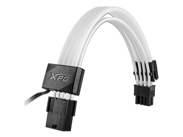Cable de Extensión GPU de 8 pines (6+2), XPG para tarjeta de video, iluminación ARGB, dos alargadores incluidos, funda de fibra óptica ultra densa.