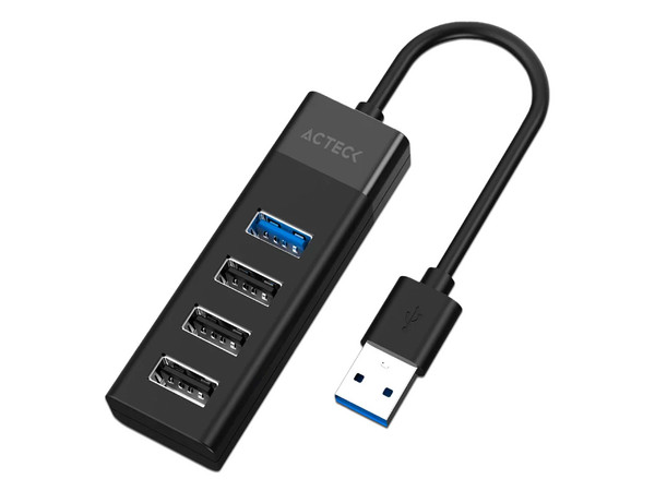 Hub USB Acteck Port X4 DH422, 1 puerto USB 3.0 y 3 puertos USB 2.0. Color Negro.