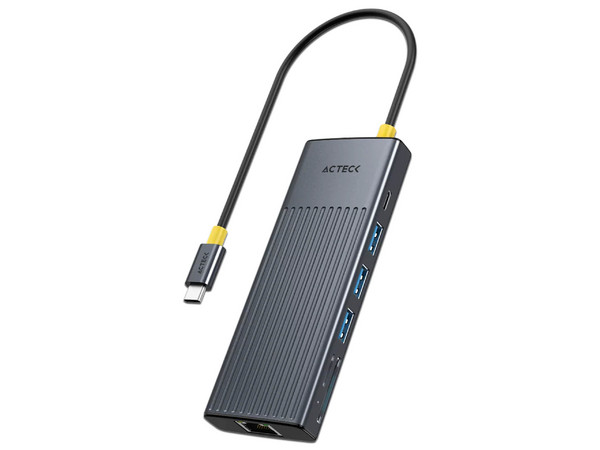 Hub USB Acteck Nexus Dock Pro AC-944618, USB Tipo C a HDMI 2.1, USB Tipo A 3.2, USB Tipo C, Lector SD y MicroSD, RJ-45. Color Plata.