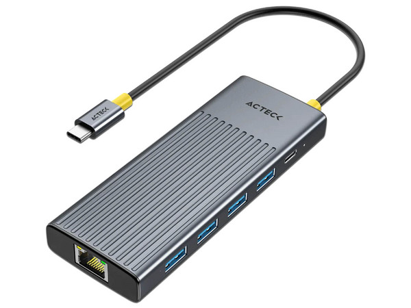 Hub USB Acteck Nexus Dock Pro AC-944625, USB Tipo C a HDMI 2.1, USB Tipo A 3.2, USB Tipo C, RJ-45. Color Plata.