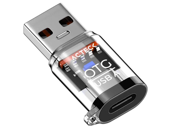 Adaptadores OTG Acteck AC-945004, USB Tipo C a Tipo A 3.0 y USB Tipo A 3.0 a Tipo C, 120W, 2 Piezas. Color Transparente.