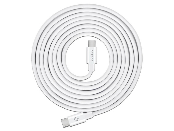 Cable de Datos Acteck AC-945158 USB Tipo C (M-M), 100W, 480Mbps, Longitud de 2m. Color Blanco.