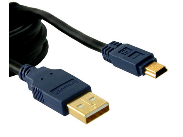 Cable USB A/Macho a MiniB 5 Pines para Cámara Digital o Reproductor MP3