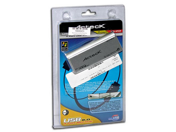 Mini Hub USB 2 Acteck de 4 Puertos (Convierte 1 puerto USB 2.0 en 4).