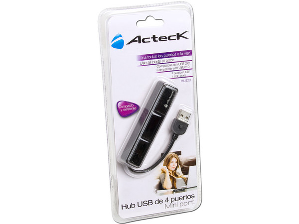 Hub USB Acteck Mini port HU520 de 4 Puertos.