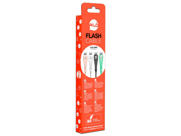Cable de Datos Aló Flash 8700-0205 USB Tipo C (M-M), 1m. Color Negro.