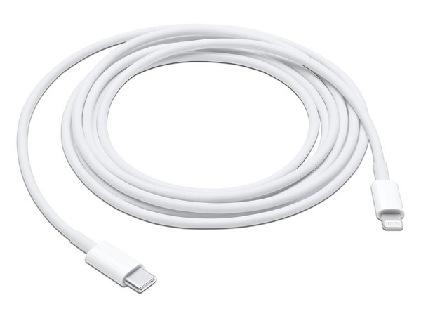Cable Apple de conector USB-C a Lightning, 2m. Color Blanco.