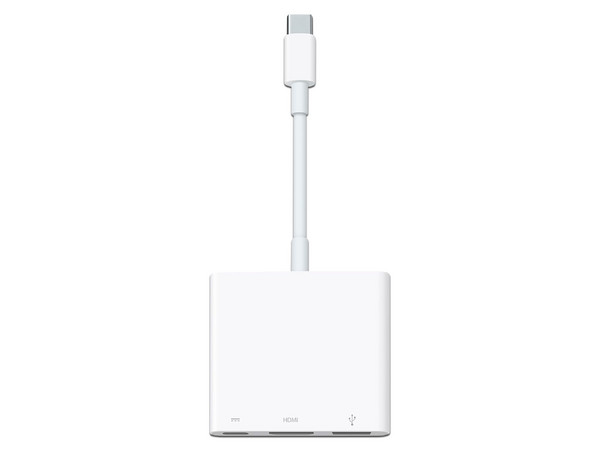 Adaptador Apple de USB-C a AV Digital, USB-C, HDMI, USB-A. Color Blanco.