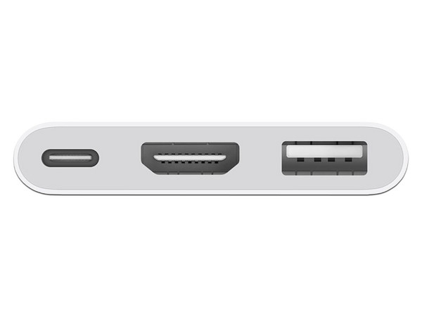 Adaptador Apple de USB-C a AV Digital, USB-C, HDMI, USB-A. Color Blanco.