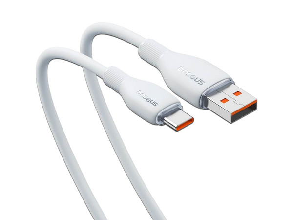 Cable USB Baseus P10355703221-B1, USB Tipo C a Tipo A, 100W, 1.2m. Color Blanco.