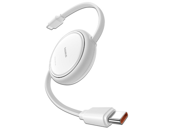 Cable USB Tipo C Baseus P10364500211-01, Mini Retráctil, 60W, 1m. Color Blanco.