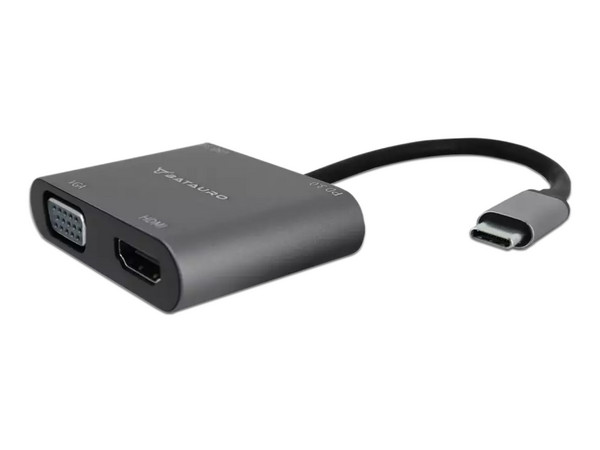 Adaptador Hub Concentrador USB-C a HDMI, VGA, USB y PD.