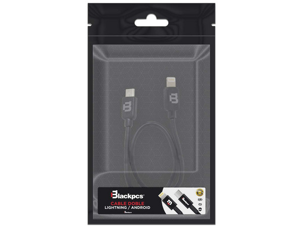 Cable USB Blackpcs Micro USB a Lightning, 30 cm, Color Negro.