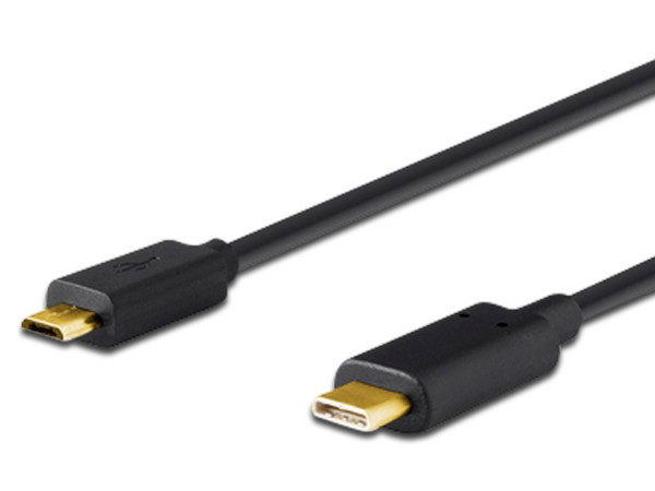 Cable USB BRobotix Tipo-C a Micro USB (M-M), 1.8m. Color Negro.