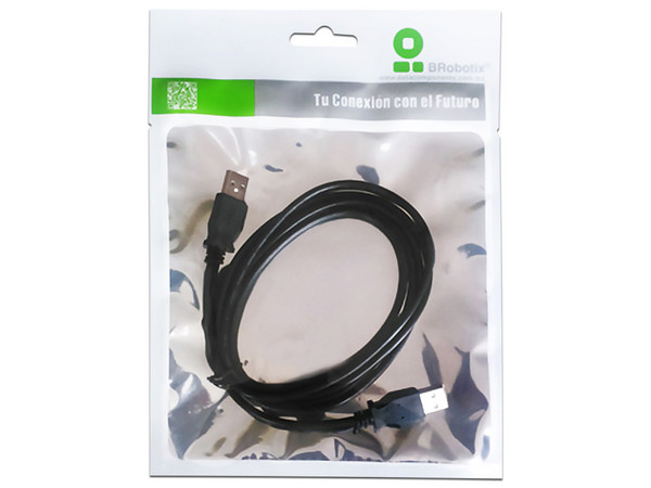 Cable USB 2.0 tipo A (macho a macho) Brobotix de 3 metros, color negro.