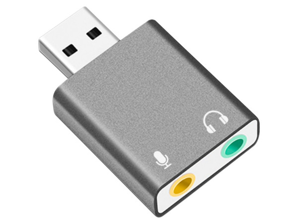 Convertidor BRobotix de USB 2.0 a 3.5mm, Audio y Micrófono, Color Gris.