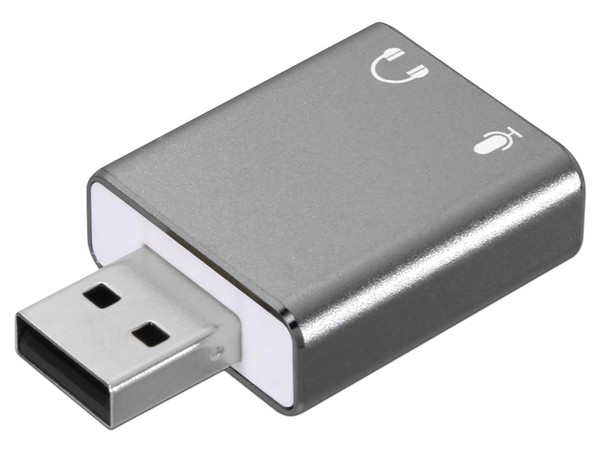 Convertidor BRobotix de USB 2.0 a 3.5mm, Audio y Micrófono, Color Gris.