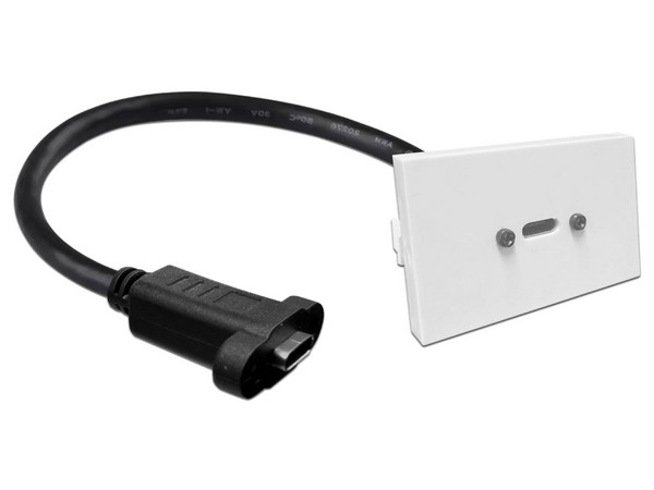 Acoplador para la Pared BRobotix 406399 USB Tipo C (H a H), 30 cm, Color Negro.