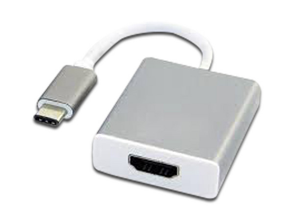 Adaptador de video BRobotix USB Tipo C (Macho) a HDMI (Hembra). Color Blanco.