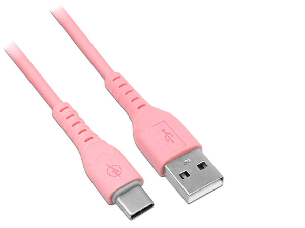 Cable de Carga Rápida Brobotix de USB 3.0 a USB-C de 1m, Color Rosa.