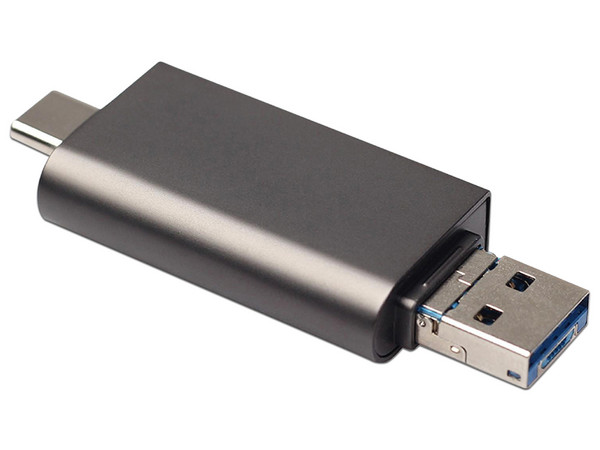 Lector OTG SD Brobotix 6006085, Usb Tipo A, Micro Usb Y Tipo C, Color Gris.