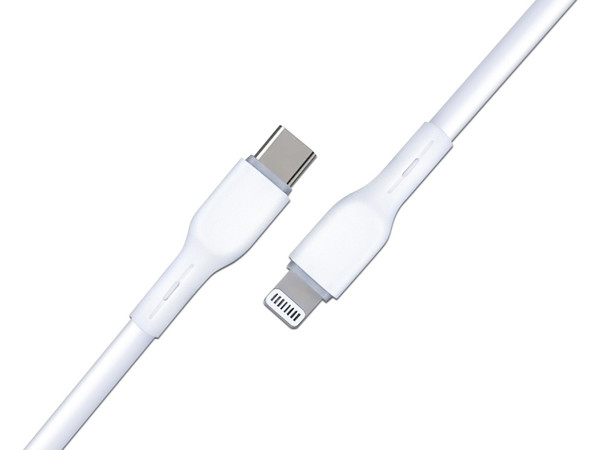 Cable BRobotix de Conector USB-C 3.0 a Lightning, 1m, Carga rápida. Color Blanco.