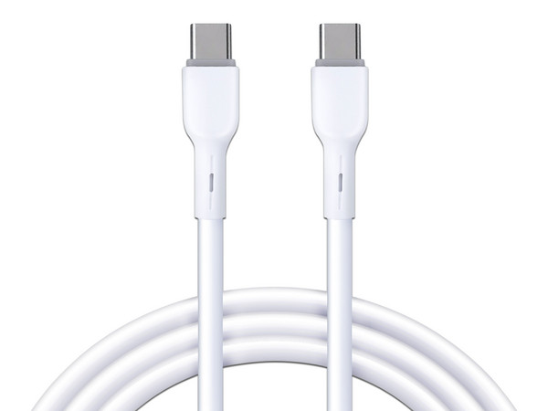 Cable BRobotix de Conector USB-C 3.0 a USB-C 3.0, Compatible con carga rápida, 1m. Color Blanco.