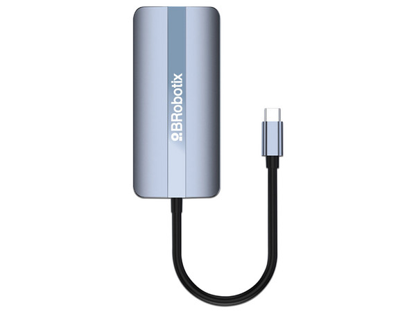 Hub USB 8 en 1 BRobotix 6009185, USB Tipo C a USB Tipo C, 3 Puertos USB Tipo A 3.0, Puerto de Tarjetas SD, Puerto de Tarjetas TF, 1 Puerto RJ-45, 1 Puerto HDMI. Color Plateado.